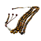 سبحة حجر عين النمر (Tiger Eye) بلضم أفريقي | 100 حبة