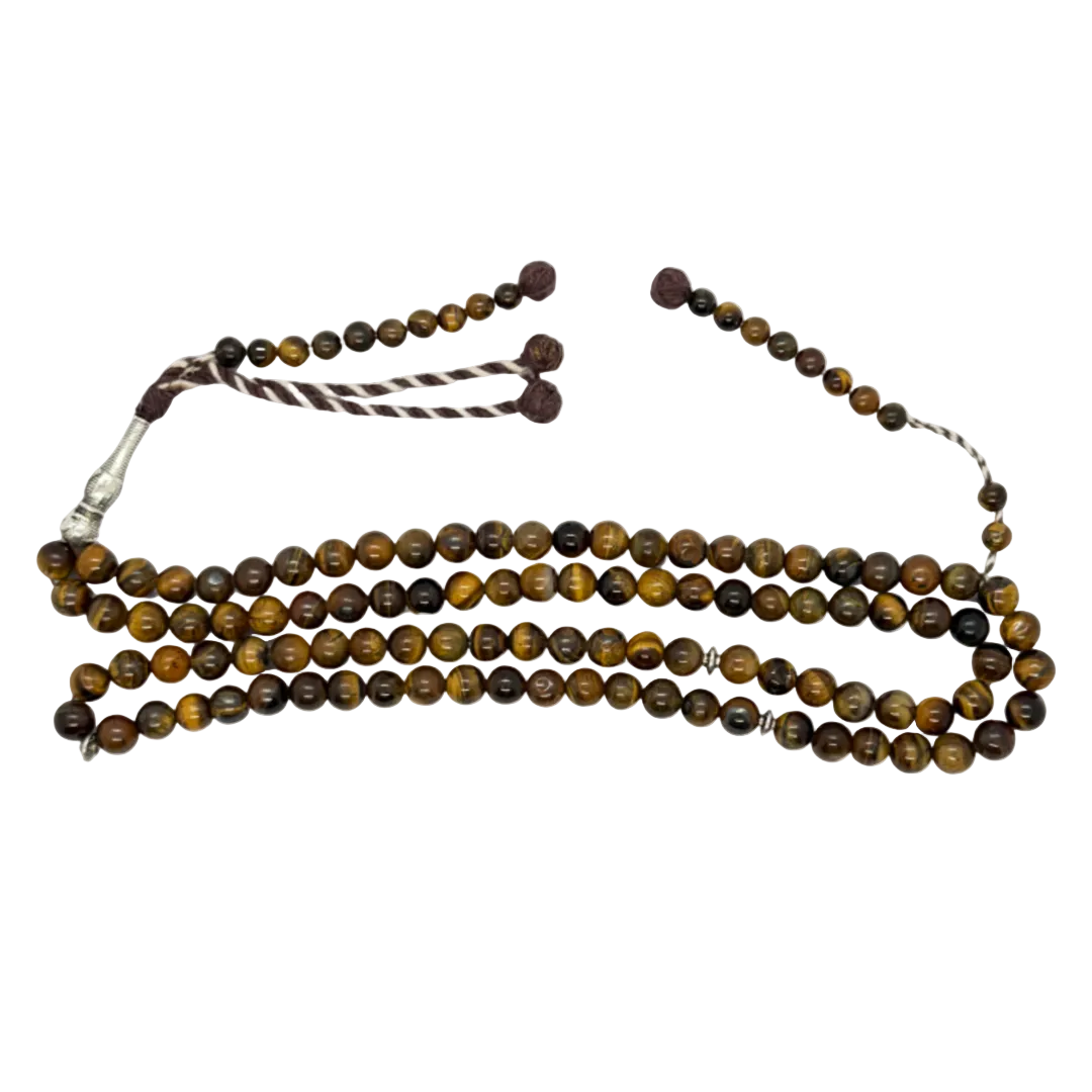 سبحة حجر عين النمر (Tiger Eye) بلضم أفريقي | 100 حبة