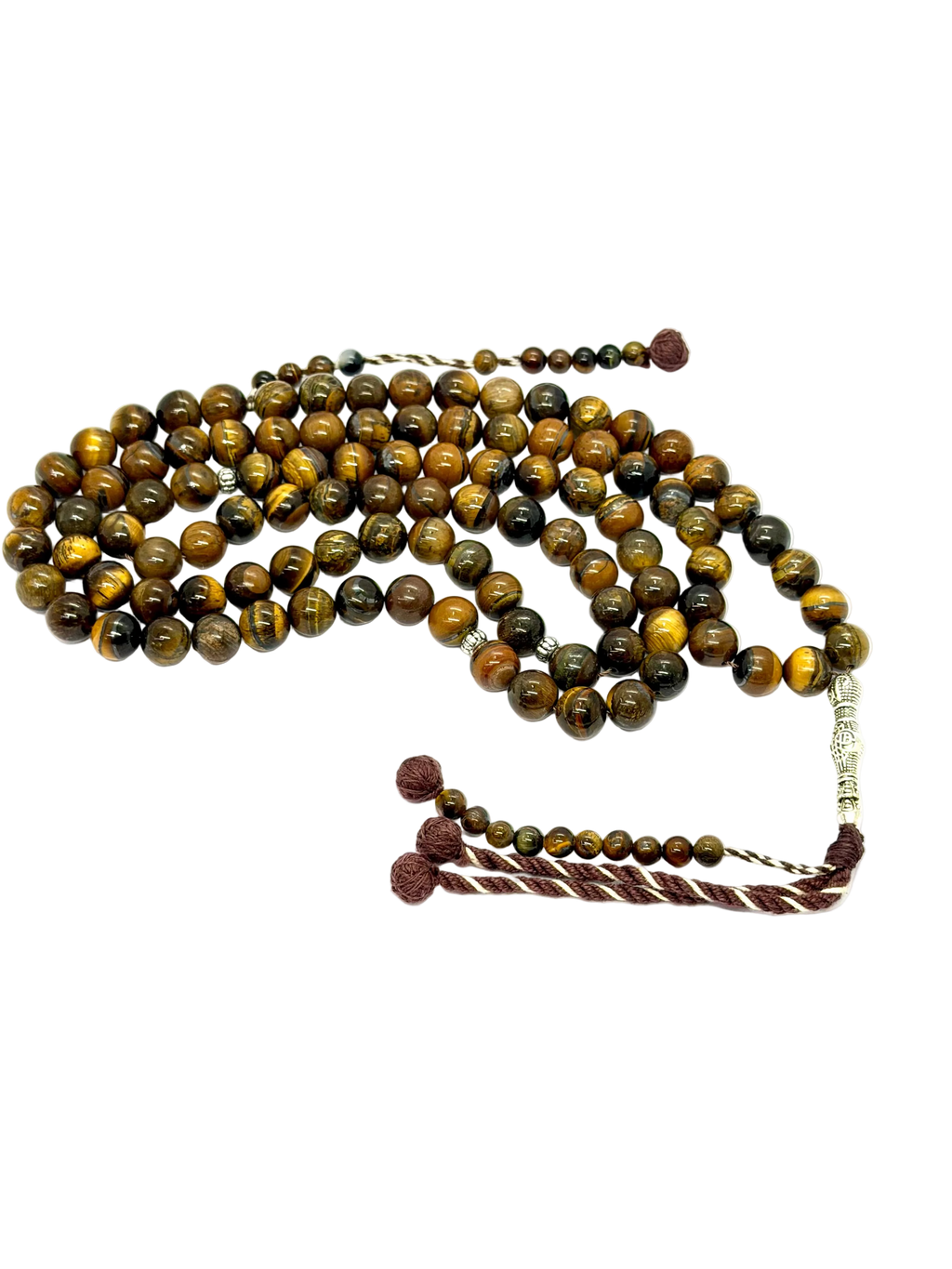 سبحة حجر عين النمر (Tiger Eye) بلضم أفريقي | 100 حبة