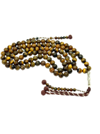 سبحة حجر عين النمر (Tiger Eye) بلضم أفريقي | 100 حبة