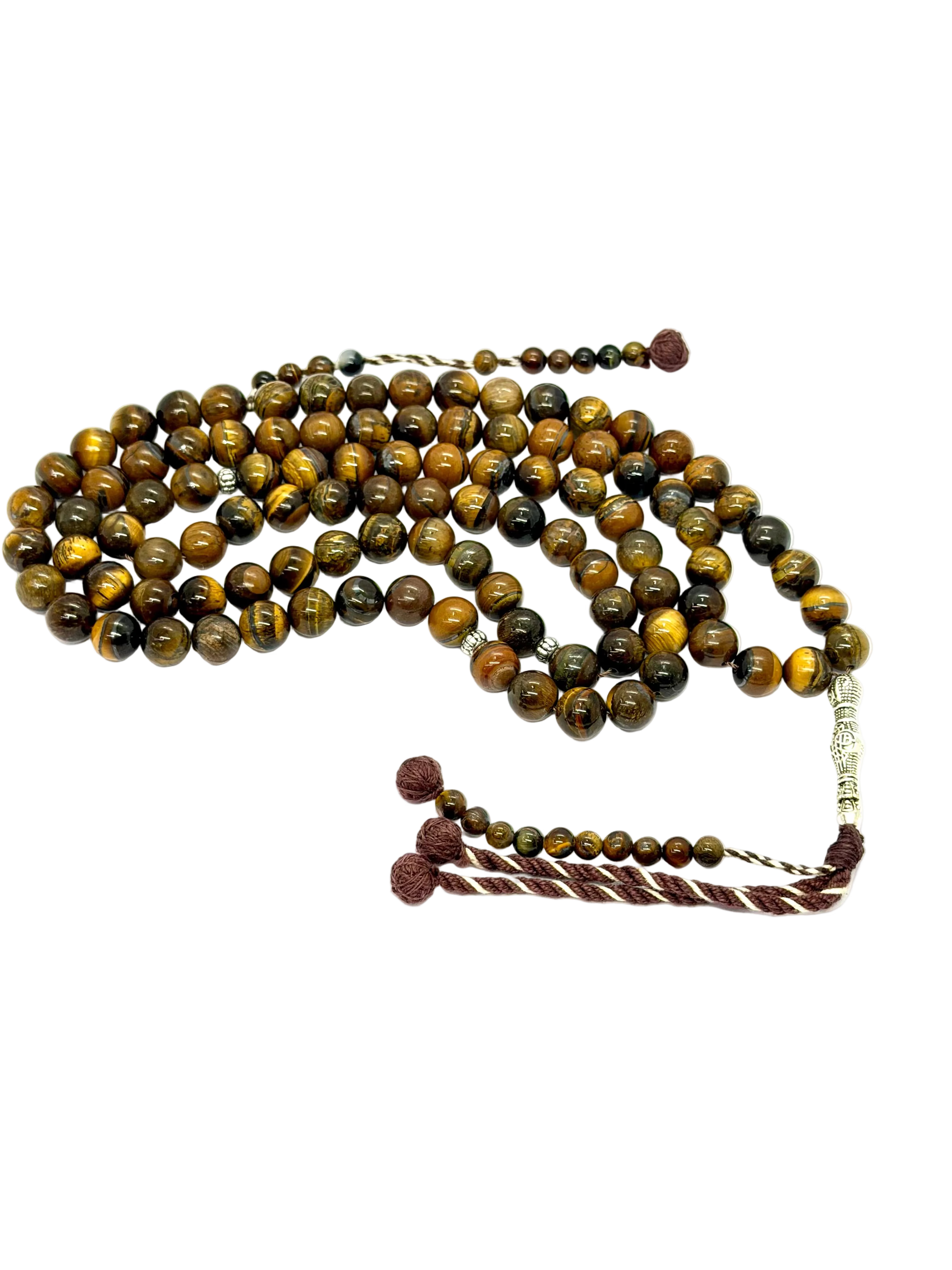 سبحة حجر عين النمر (Tiger Eye) بلضم أفريقي | 100 حبة