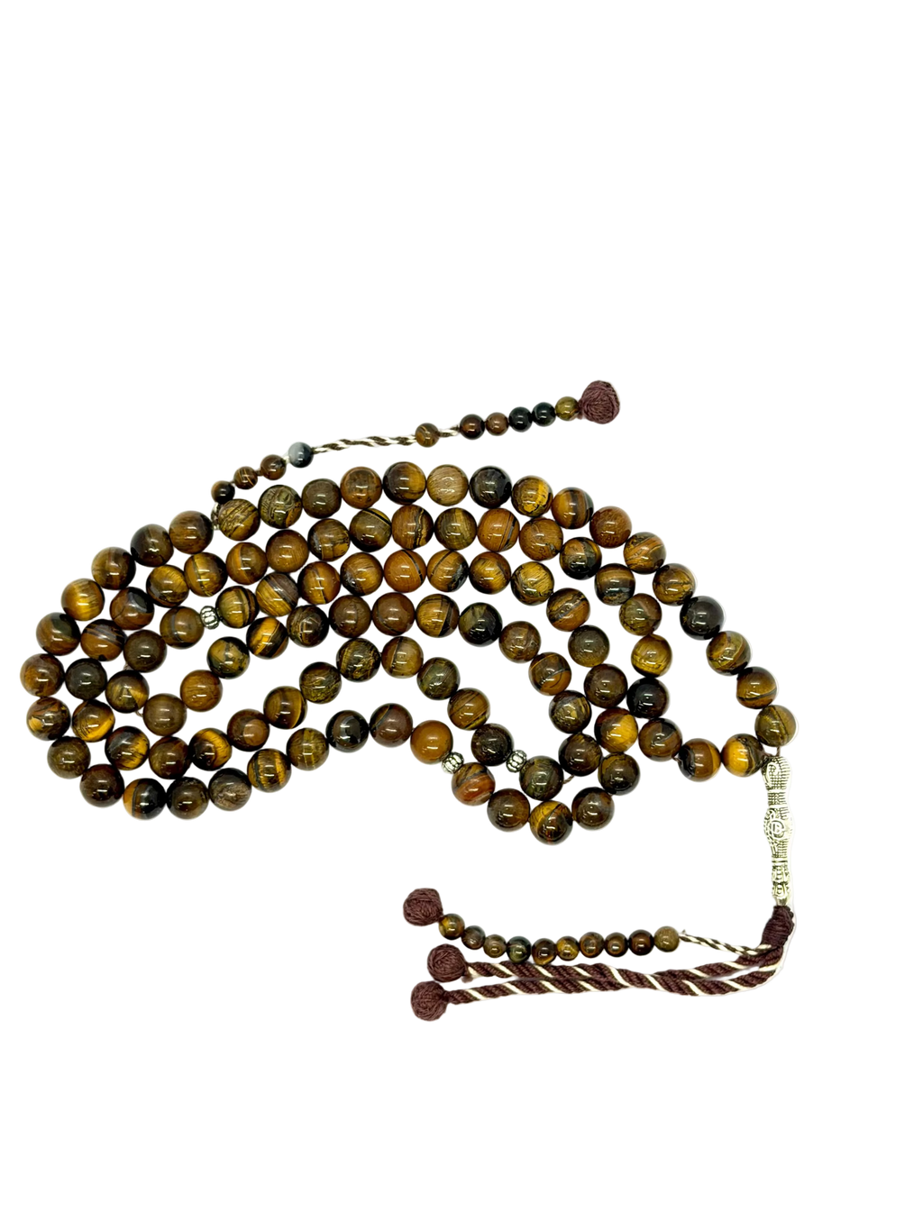 سبحة حجر عين النمر (Tiger Eye) بلضم أفريقي | 100 حبة