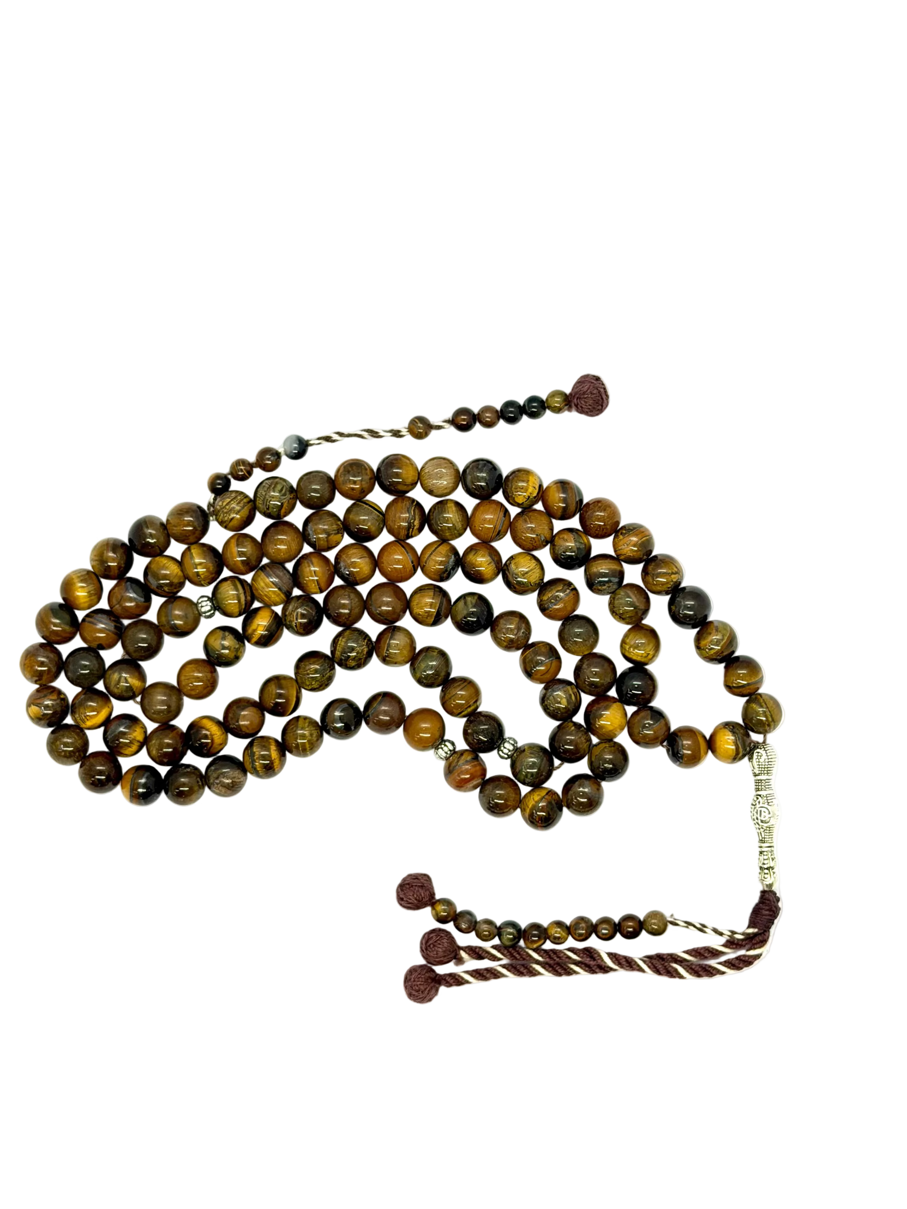 سبحة حجر عين النمر (Tiger Eye) بلضم أفريقي | 100 حبة